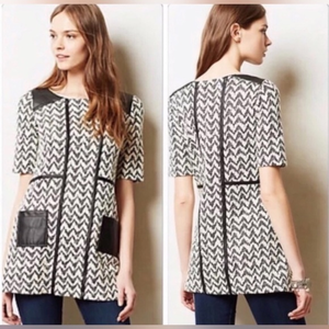 Postal‎ Stamp Faux Leather Tunic